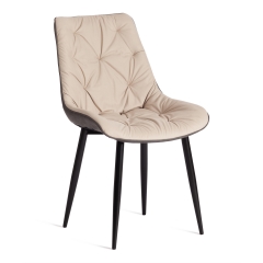 Стул Tetchair ALTUS mod. 2334 ткань/экокожа/металл, 53x61x88 см, бежевый/темно-серый/черные ножки