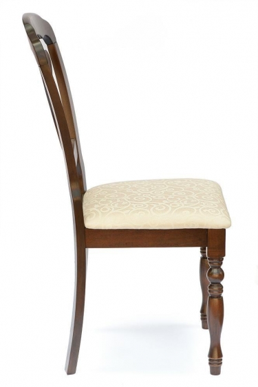 Стул Tetchair Персей/ Perseus дерево гевея, 46х54х99см, Cappuchino , ткань кремовая с рисунком 3321