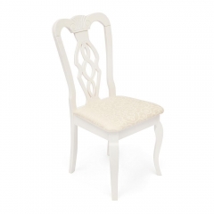Стул Tetchair Афродита/ Aphrodite дерево гевея, 46х54х99см, Ivory white, ткань кремовая с рисунком 3321