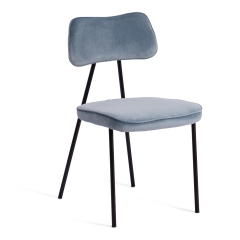 Стул Tetchair SILVIA mod. 0139124 металл/вельвет, 46,5х59х82,5 см, голубой S108 SILVER BLUE 74/черный/черный