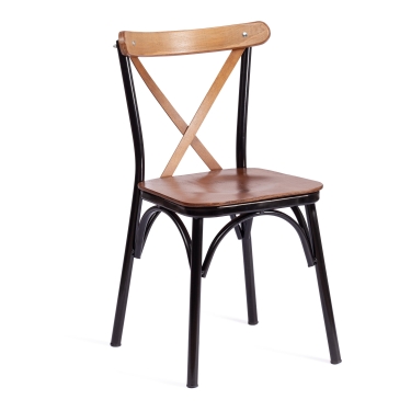 Стул Tetchair CROSSY mod. 251 металл/фанера, 42 х 49 х 84 см, walnut орех/черный