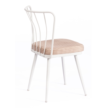 Стул Tetchair YANIS mod. 983 металл/ткань, 42.5 х 50.5 х 82.5 см, бело-коричневая клетка