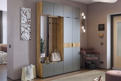 Прихожая Мебельсон Бери К4 Дуб крафт золотой/белое дерево