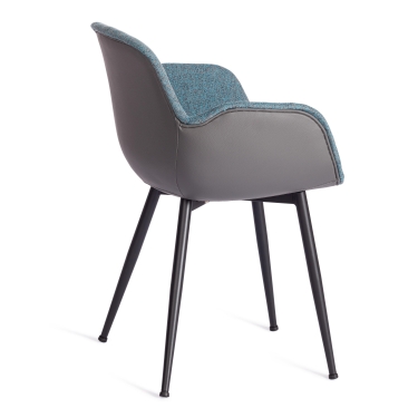 Стул Tetchair VALENTINO mod. PC45-2 металл/экокожа/ткань, 55 х 58 х 81 см, Turquoise бирюзовый/Grey серый/черный