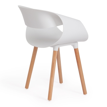 Стул Tetchair QXX mod. C1058 / 1 шт. в упаковке пластик/дерево, 54 х 56 х 78 см, белый 018 /натуральный
