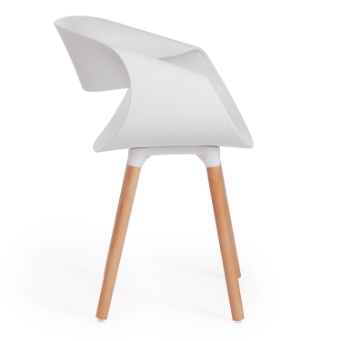 Стул Tetchair QXX mod. C1058 / 1 шт. в упаковке пластик/дерево, 54 х 56 х 78 см, белый 018 /натуральный