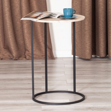 Журнальный стол Tetchair Mone МДФ/металл, 45х45х70,5 см, дуб беленый/черный
