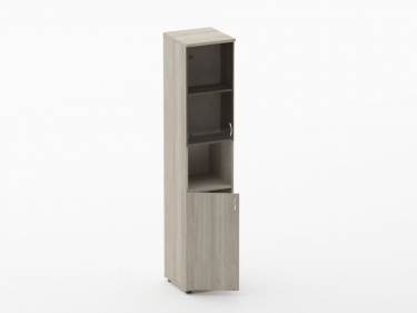 Шкаф высокий закрытый с нишей Персона Грата Twin 16.16.15Л Дуб Сантана светлый