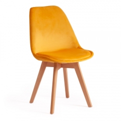 Стул Tetchair TULIP SOFT mod. 74 / 1 шт. в упаковке вельвет/дерево , 54 х 47 х 83 см , желтый HLR 41/натуральный