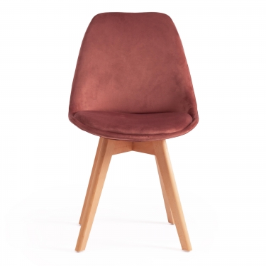 Стул Tetchair TULIP SOFT mod. 74 / 1 шт. в упаковке вельвет/дерево , 54 х 47 х 83 см , коралловый HLR 44/натуральный