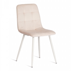 Стул Tetchair CHILLY mod. 7094-1 вельвет/металл, 44,5х52,5х86 см, beige бежевый HLR2 / белый