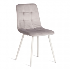 Стул Tetchair CHILLY mod. 7094-1 вельвет/металл, 44,5х52,5х86 см, light grey светло-серый HLR14 / белый