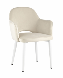 Стул Stool Group Венера велюр кремовый ножки белые металл