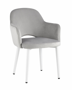 Стул Stool Group Венера велюр серый ножки белые металл