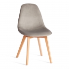 Стул Tetchair CINDY SOFT mod. C1021F1-1 велюр/дерево бук, 55 х 48 х 83 см, Светло-серый HLR39 / натуральный