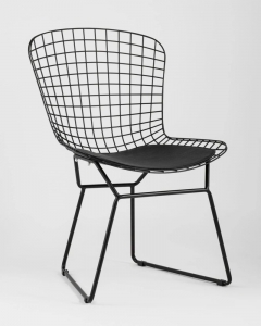 Стул обеденный Stool Group Bertoia черный с черной подушкой 4 шт