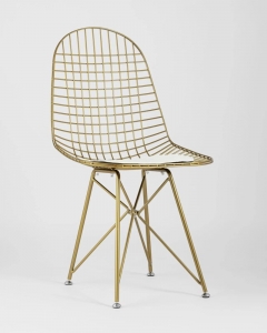 Стул обеденный Stool Group Eiffel золотой с белой подушкой 2 шт