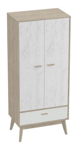 Шкаф для одежды Мебельград Калгари 02 Дуб натуральный светлый-белый матовый