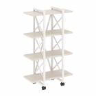Стеллаж на колесных опорах - 4 полки Рива LOFT VR.L-MST.K-4.4V Металл белый Денвер светлый
