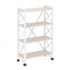 Стеллаж на колесных опорах - 4 полки Рива LOFT VR.L-MST.K-4.8 Металл белый Денвер светлый