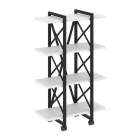 Стеллаж на колесных опорах - 4 полки Рива LOFT VR.L-MST.K-4.4V Металл черный Белый Бриллиант