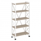 Стеллаж на колесных опорах - 5 полок Рива LOFT VR.L-MST.K-5.8 Металл белый Дуб Аттик