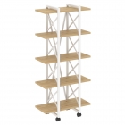 Стеллаж на колесных опорах - 5 полок Рива LOFT VR.L-MST.K-5.4V Металл белый Тиквуд светлый