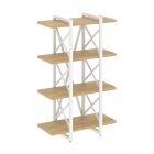 Стеллаж на регулируемых опорах - 4 полки Рива LOFT VR.L-MST.O-4.4V Металл белый Тиквуд светлый