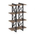 Стеллаж на регулируемых опорах - 4 полки Рива LOFT VR.L-MST.O-4.4V Металл черный Дуб Аризона