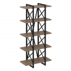 Стеллаж на регулируемых опорах - 5 полок Рива LOFT VR.L-MST.O-5.4V Металл черный Тиквуд темный