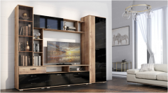 Гостиная МАГ-РИВЕР Крокус Дуб делано/Черный глянец