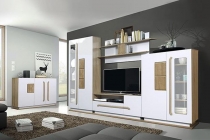 Комплект мебели для гостиной Олмеко Дора 01 Дуб сонома Белый глянец